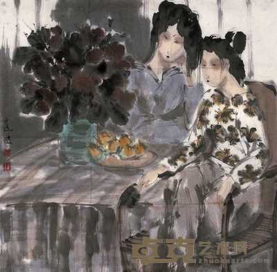 崔进 人物 镜心 70×70cm